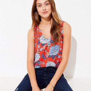 LOFT V-neck mixed media shell Sz L